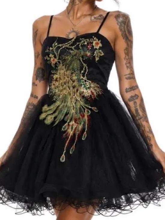 Chi Chi London Dresses & Skirts - ModCloth homecoming Peacock Tulle Party Dress Size 8 Embroidered Sequin fit
